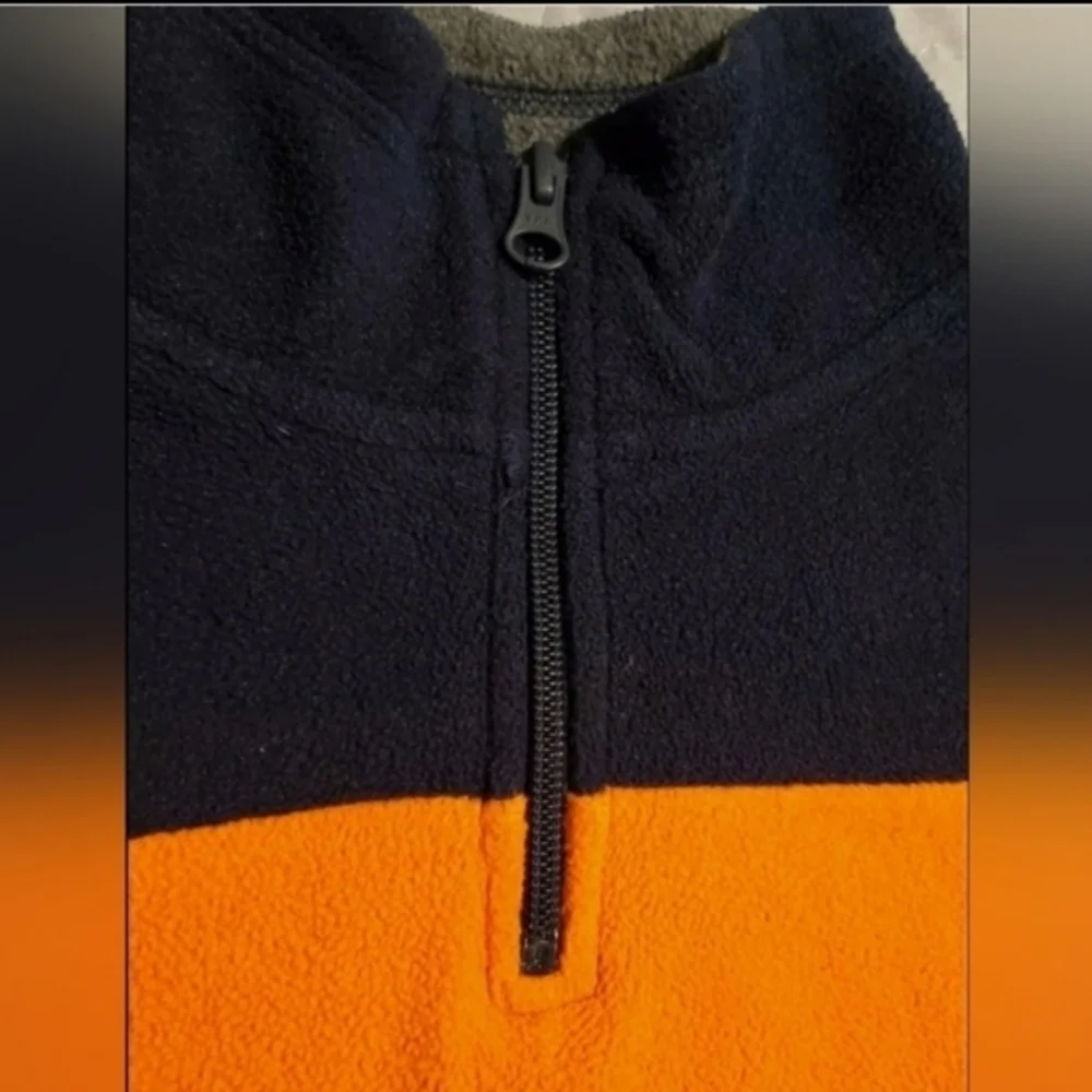 The Childrens Place Boys Quarter Zip Fleece Sweater Blue‎ Gray  Size 5/6 Small